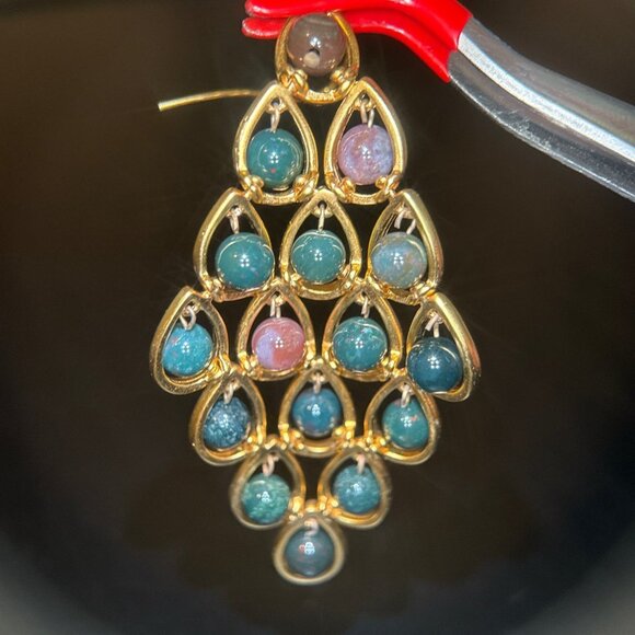 Multi Round Stone Earrings - Picture 2 of 6